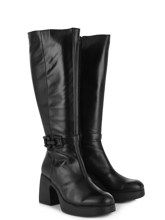 Wonders Leder Damenstiefel Schwarz