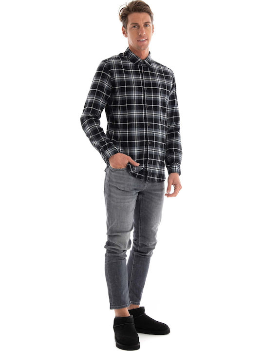 Long Sleeve Shirt Narrow Fit Checked Blue