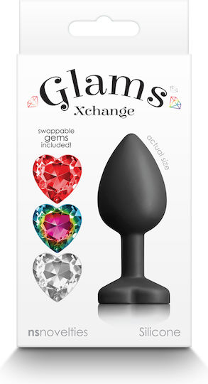 Ns Novelties Glams Silicone Πρωκτική Σφήνα με 3 Αποσπώμενες Καρδιές Medium 8.1cm