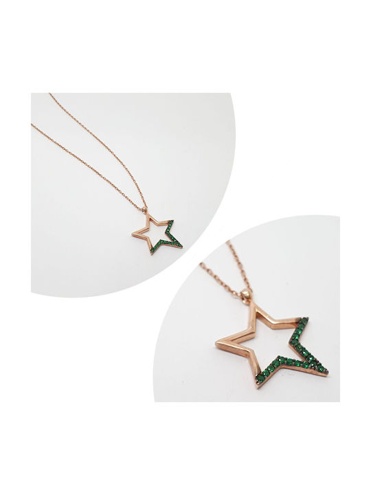 Mentzos Necklace with design Star from Gold Plated Silver