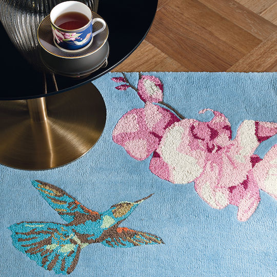 Wedgwood Hummingbird Handgefertigt Teppich Rechteckig Synthetisch,Polyester/Cotton/Leather 37808 Blue