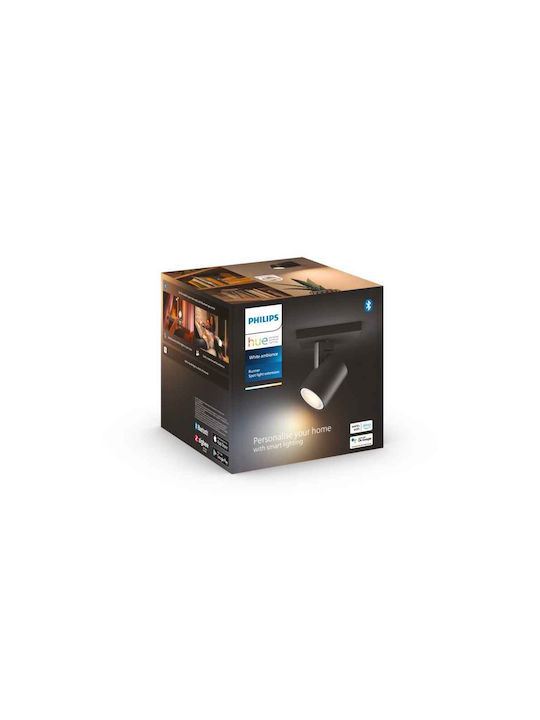 Philips Runner Μονό Σποτ με Ντουί GU10 σε Μαύρο Χρώμα