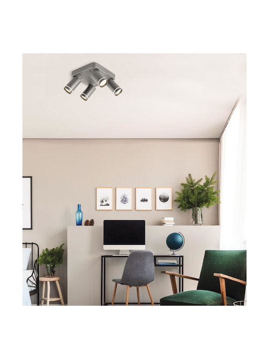 Aca Divino Spot with 4 Lights and with Socket GU10 in Gray Color