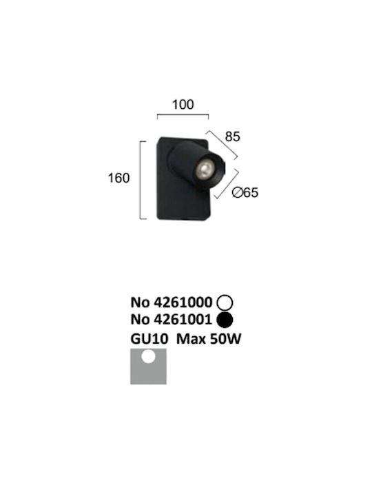 Viokef Steven Single Spot with Socket GU10 in Black Color