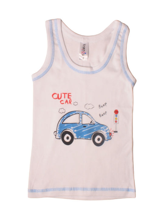 Children's sleeveless T-shirts with print Trendy fanP03-White