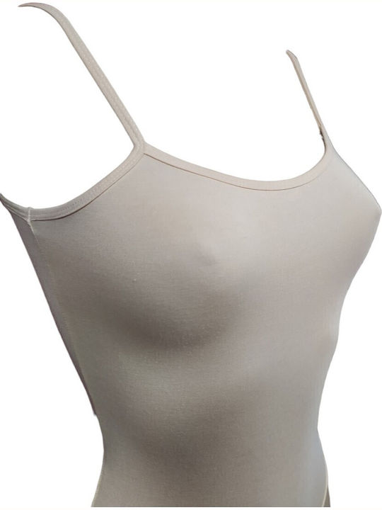 Lingerie Spaghetti Strap String Bodysuit Beige