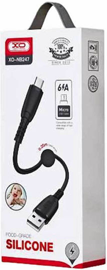 XO NB247 Regular USB 2.0 to micro USB Cable Μαύρο 0.25m (16.005.0260)