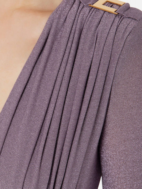 Elisabetta Franchi Long Sleeve Bodysuit Purple