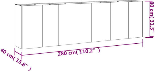 vidaXL Ζαρντινιέρα Μεταλλική Καφέ 280x40x80εκ.
