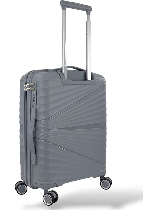 Playbags Cabin Hard Gray Suitcase with 4 Wheels Height 55cm