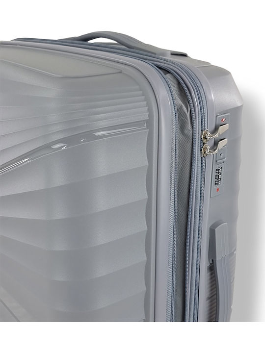 Playbags Medium Hard Gray Travel Suitcase with 4 Wheels Height 65cm