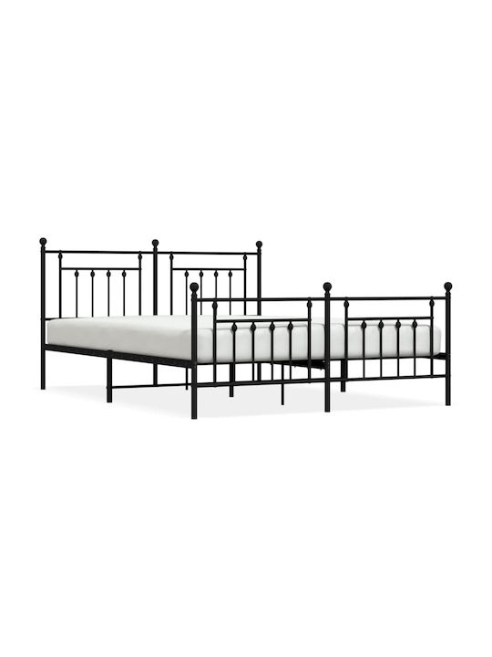 Κρεβάτι King Size Μεταλλικό Μαύρο με Τάβλες για Στρώμα 180x200cm