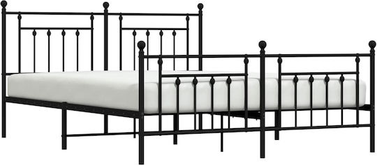 Bett King Size Metall Schwarz mit Latten für Matratze 183x213cm