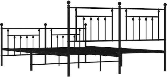 Bett King Size Metall Schwarz mit Latten für Matratze 183x213cm