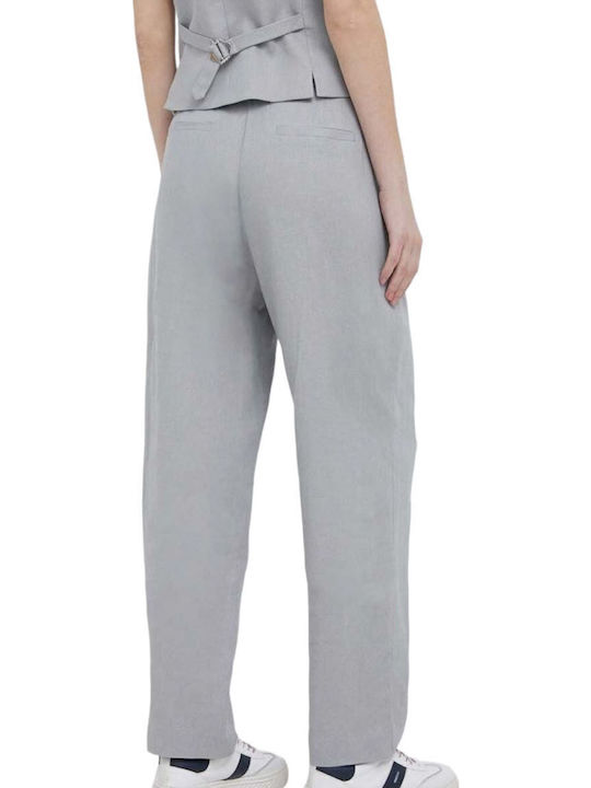 DKNY Damen Hoch tailliert Leinen Hose Gray