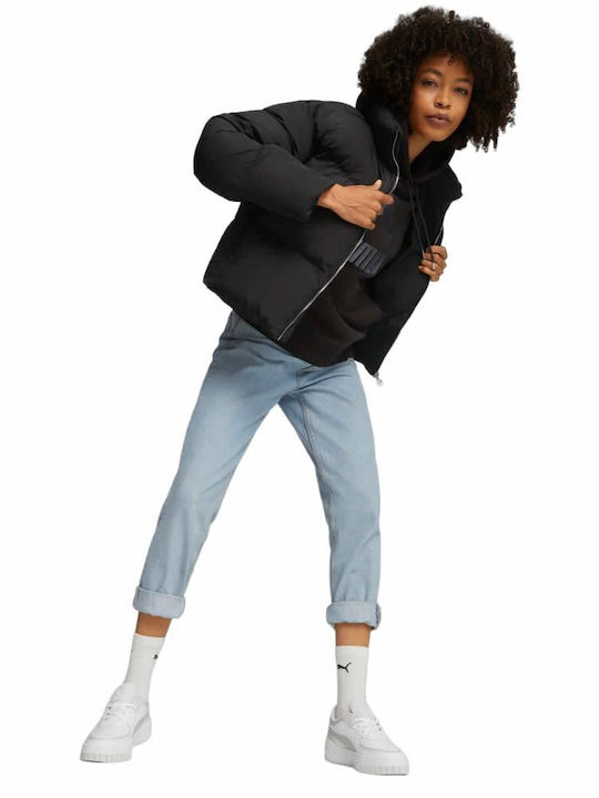 Classics Women's Crop Puffer Jacket for Winter Black
