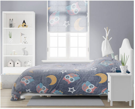 Sleeptime Night Owl Set Kids Duvet Cover Single with Pillowcase Blue 140x220cm