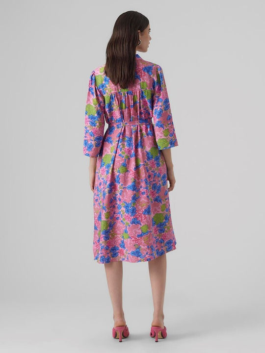 Vero Moda Sommer Maxi Hemdkleid Kleid Rosa