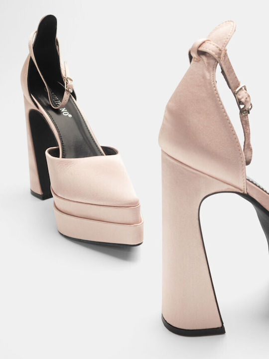 Luigi Pointed Toe Pink High Heels with Strap