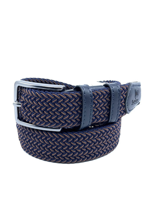Elastic Men's Belt Knitted Blue