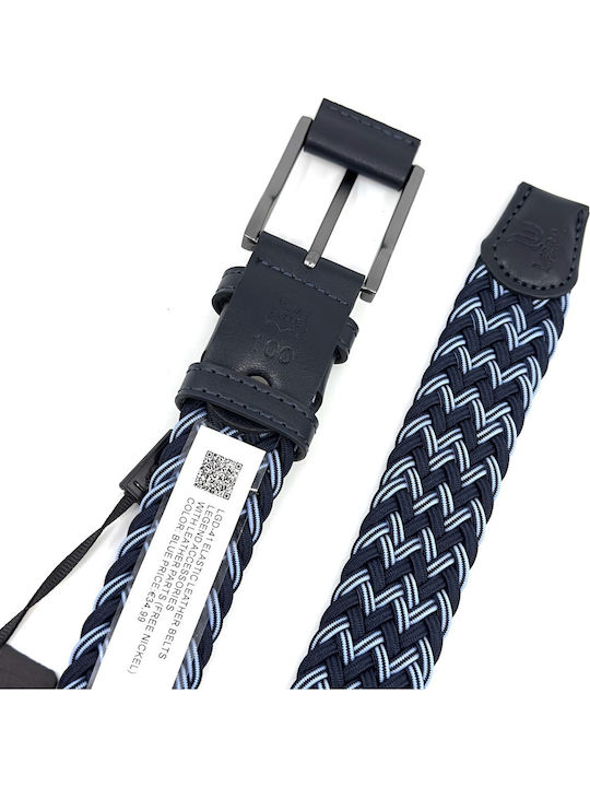 Elastic Men's Belt Knitted Blue