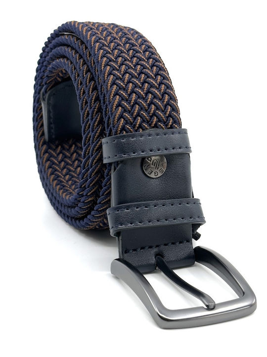 Elastic Men's Belt Knitted Blue