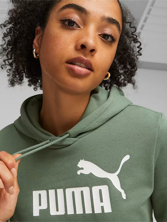 Ess Logo Long Women's Sweatshirt Hooded Green