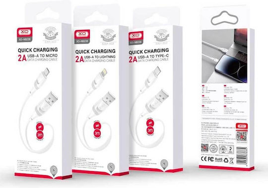 XO NB238 USB-A to Lightning Cable White 3m (16.005.0240)