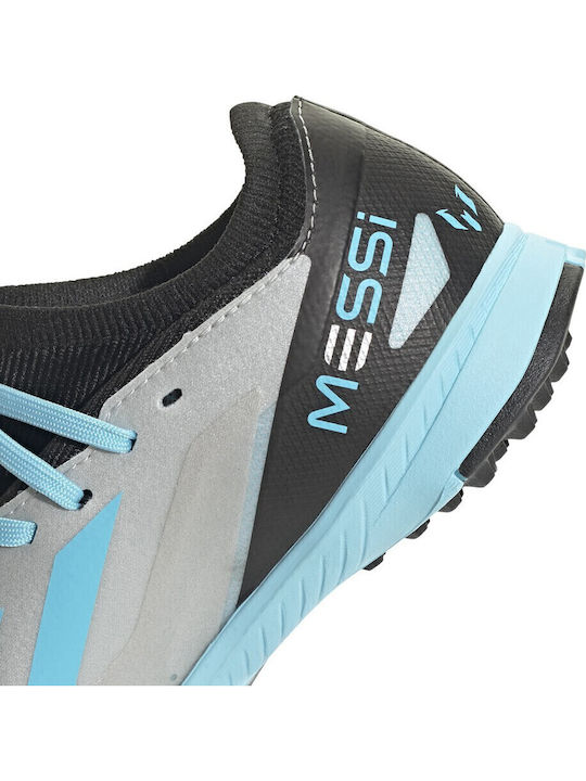 X Crazyfast Messi 3 TF Ghete De Fotbal Pentru Copii Cu Talpă Cu Crampoane Argintii