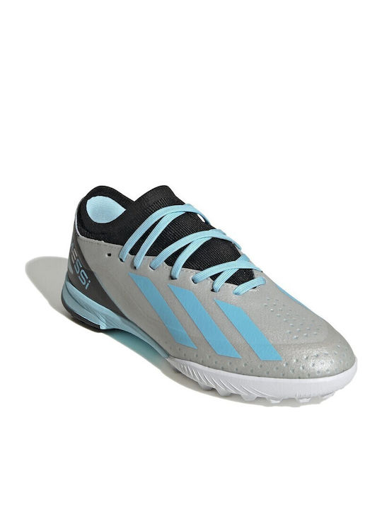 X Crazyfast Messi 3 TF Ghete De Fotbal Pentru Copii Cu Talpă Cu Crampoane Argintii