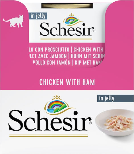 Schesir Nature for Cat Hrană Umedă pentru Pisici Adulte în Conservă cu Ham și Pui 85gr