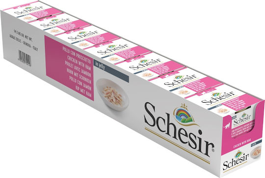 Schesir Nature for Cat Hrană Umedă pentru Pisici Adulte în Conservă cu Ham și Pui 85gr