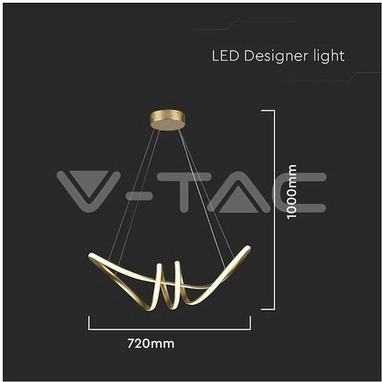 V-TAC Designer Κρεμαστό Φωτιστικό Λευκό LED με Θερμό Λευκό Φως 72x30x100εκ.