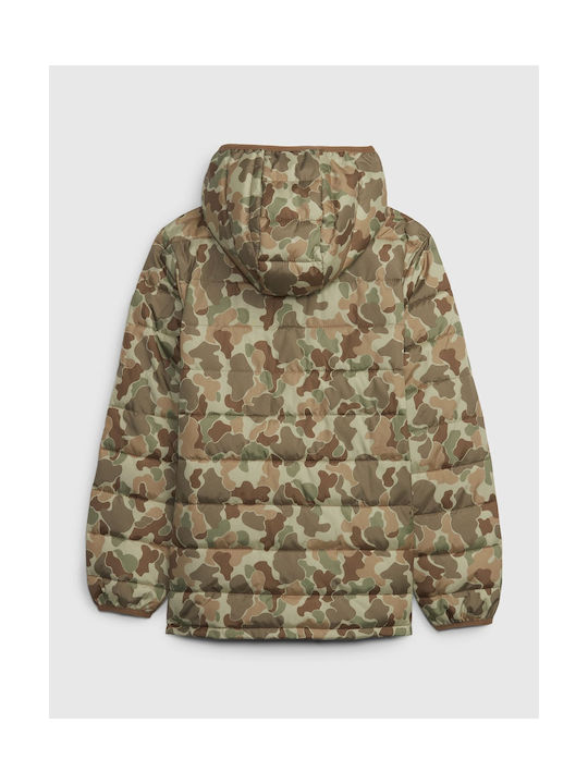 GAP Waterproof Boys Quilted Coat Khaki with Ηood