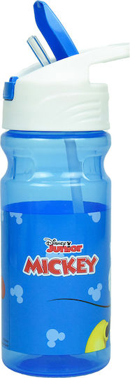 Gim Mickey Kids Water Bottle Mickey Plastic with Straw Blue 500ml