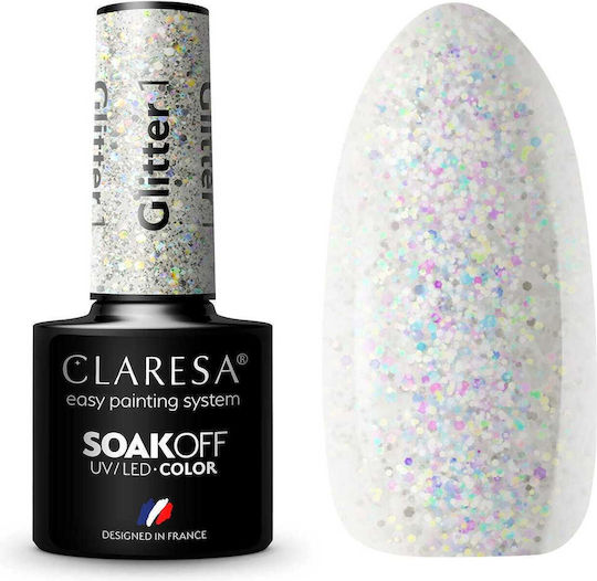 Claresa Soak Off Gel Nagellack Glitter 1 mit Glitzer 5ml