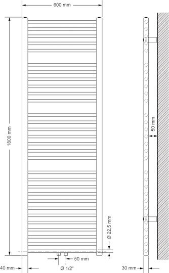 ECD Germany Релса за кърпи за баня 600x1800 Бял
