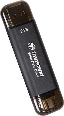 Transcend ESD310C 2000ГБ USB 3.2 SSD Стик с връзка USB-A & USB-C Черно