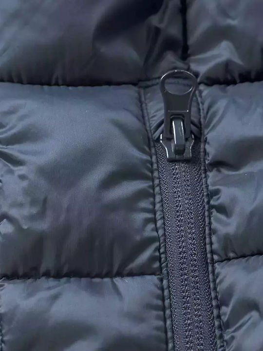 Kinder Steppjacke Kurz mit Kapuze Marineblau