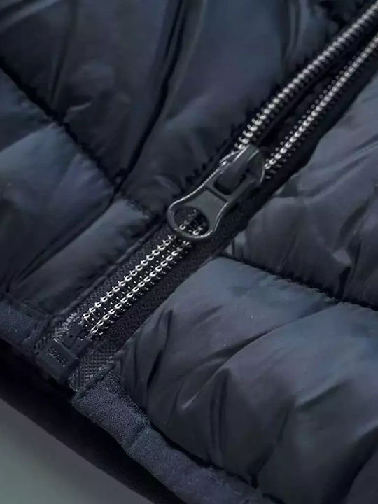 Kinder Steppjacke Kurz mit Kapuze Marineblau