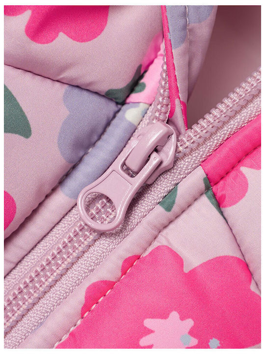 Kids' Quilted Jacket Sleeveless Short Pink