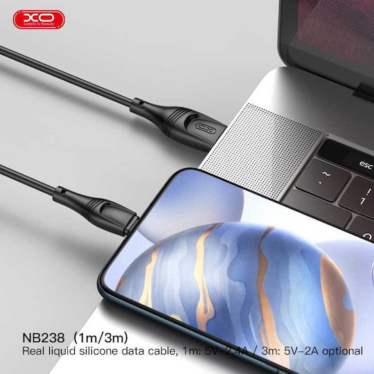 XO NB238 Regular USB 2.0 to micro USB Cable Μαύρο 3m (16.005.0241)
