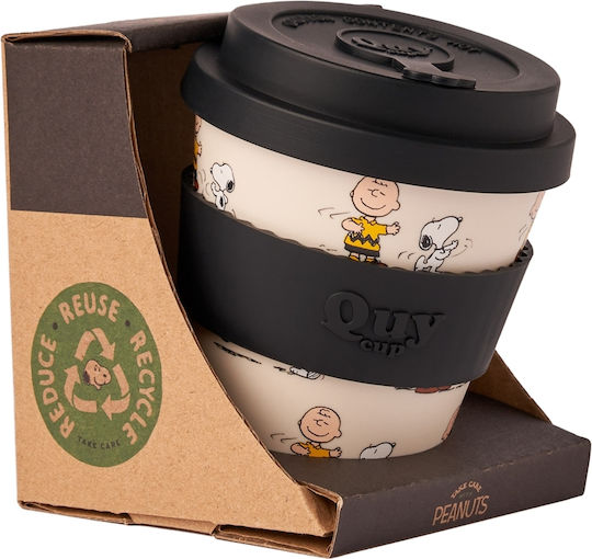 QuyCup Snoopy Dancing Чаша Керамично с Капак Розов 230мл