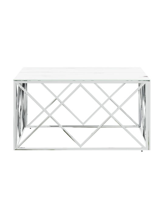 Square Central Coffee Table Glass Silver W80xL80xH40cm