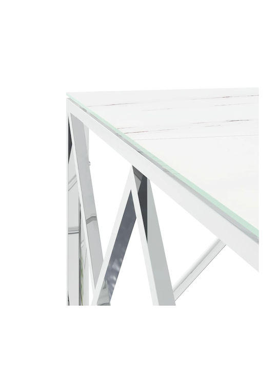 Square Central Coffee Table Glass Silver W80xL80xH40cm