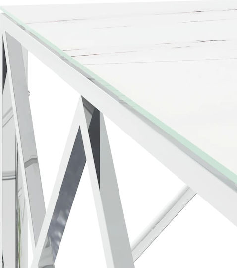 Quadratisches Zentral Kaffeetisch Glas Silber M80xL80xH40cm