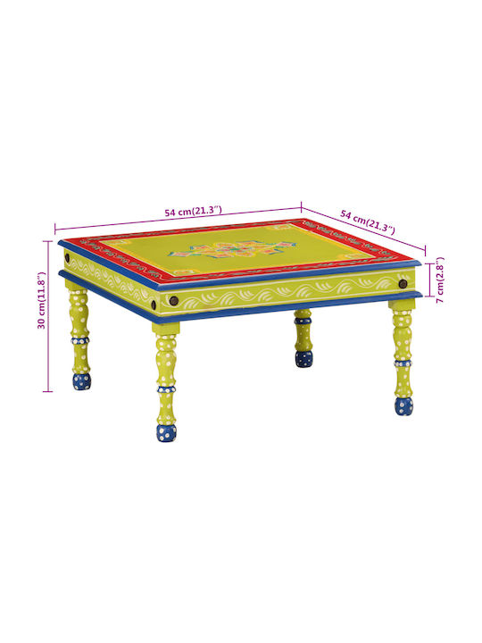 Quadratischer Beistelltisch aus Massivholz Grün M54xT54xH30cm
