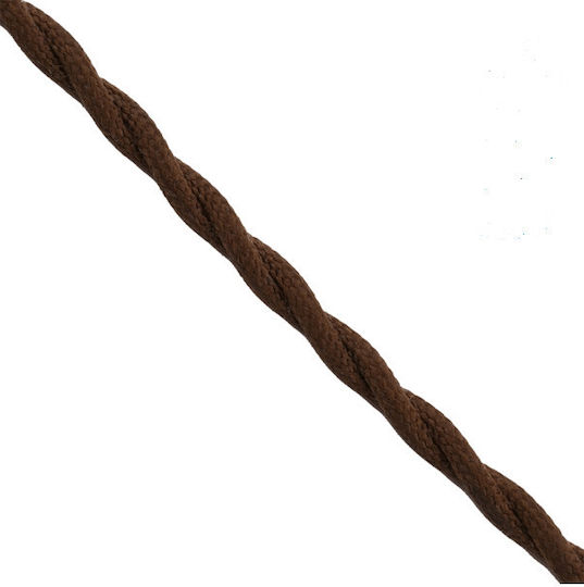 GloboStar Fabric Cable 2x0.75mm² Knitted in Brown Color 1m 77626