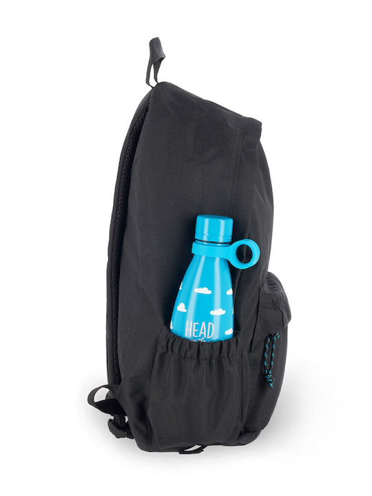 Legami Milano Schulranzen Rucksack Junior High-High School Schwarz mit Flaschenhalter 32Liter