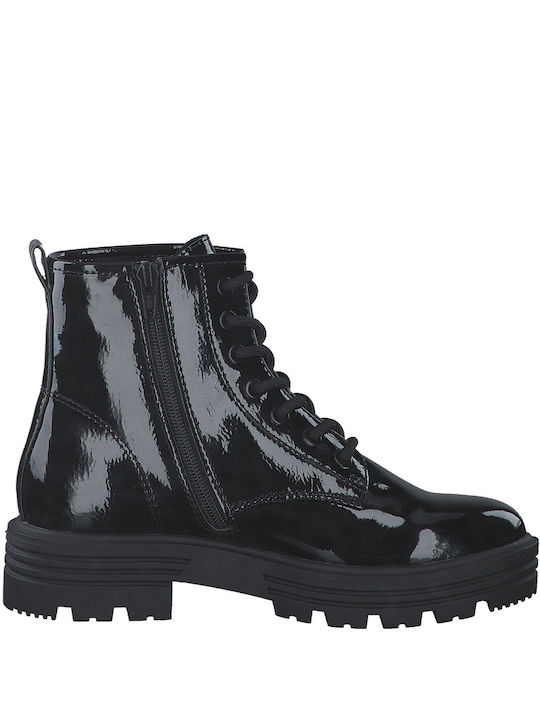 S.Oliver Women's Patent Leather Combat Boots Black